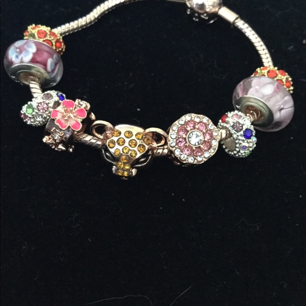 Sterling silver charm bracelet multi colored